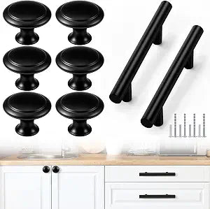 Yookeer 30 Pack Cabinet Pulls and Cabinet Knobs Stainless Steel,Black