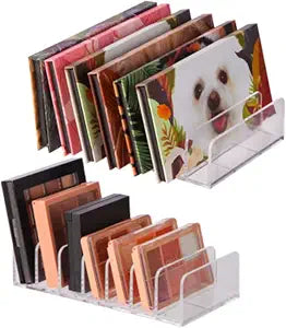 2 Pack Clear Stackable Makeup Palette Organizer Trays