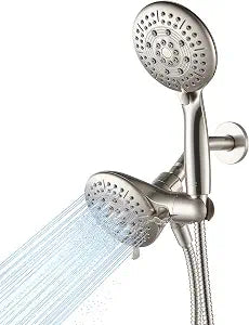 Cobbe Dual Shower Head Combo, Handheld & Fixed, Brushed Nickel