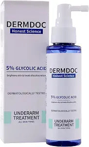 DERMDOC 5% Glycolic Acid Spray for Underarm Treatment, 3.38 Fl Oz