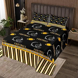 jejeloiu Football 16" Rugby Bedding Set Queen Size for Kids Boys Girls
