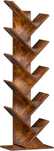10 Tier Tree Book Shelf, Floor Standing Wood Bookshelf for Narrow Space