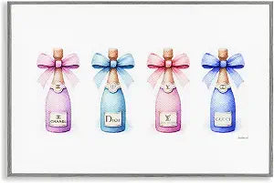 Pastel Champagne Bottles Glam, 12 x 18 Inch Framed Gicle Print