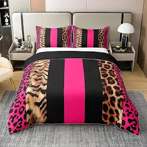Feelyou Leopard Fur Print Bedding Set Twin Size 2Pcs Kids