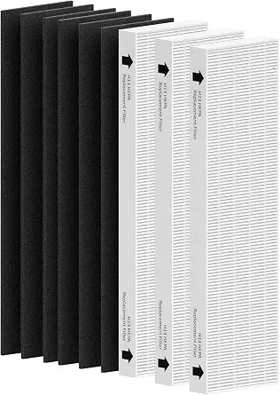 3 Pack Replacement Filter for Fellowes AeraMax 90/100/DX5/DB5 Purifiers, Fits Part# 9287001 & 9324001, 3 Filter and 6 Carbon Filter