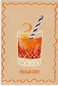 Negroni Striped Straw Cocktail, 20 x 30 Inch Canvas Wall Art
