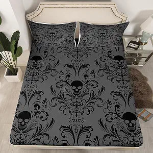 Erosebridal Black Damask Bed Sheets for Adults Full