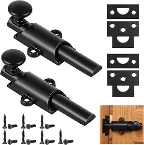 Shimeyao 2 Pack Dutch Door Bolt 4 Inch Zinc Alloy Surface Bolt with 22 Screws 4 Fixed Panels Set Bulk Sliding Surface Doors Slide Bolts Locks Hardware Dutch Door Latch Attic for Slide Barn(Black)