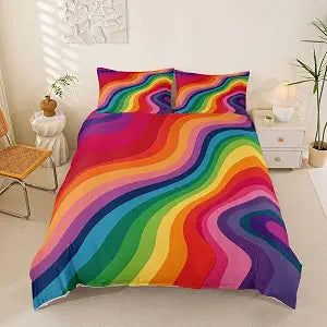 Erosebridal Rainbow Stripe Full Duvet Cover
