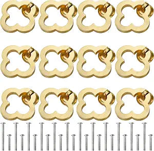 Peohud 12 Pack 55mm Brushed Gold Cabinet Knobs, Zinc Alloy Drawer Knobs with Screws for Kitchen, Cupboard, Dresser, Bathroom, Wardrobe, Closet
