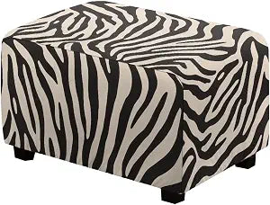 Talayituse Brown Zebra Stripe Print Ottoman Cover Rectangle Stretch Ottoman Slipcovers Soft Storage Foot Rest Cover with Elastic Bottom, S