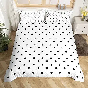jejeloiu Polka Dots Duvet Cover Geometric Bedding Set Queen Size 3Pcs