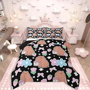 Erosebridal Girls Kawaii Capybara Twin Bedding Set for Kids Women Teens