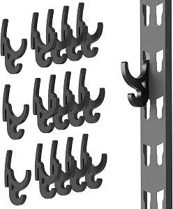 Heavy Duty Universal Hook 2 in 1 for Industrial Storage Racks, Made of Black ABS Plastic. Multi Purpose for Garage Shelving, with a Weight Capacity of up to 55 lbs.15Pack
