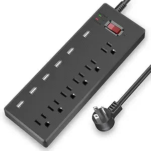 Surge Protector Power Strip, 6FT Surge Protector with 6 Outlets and 6 USB Charging Ports, 6 Feet Long Extension Cord for Home, Office, Dorm Essentials, 1625W/13A