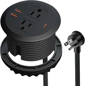 3-inch Desktop Power Grommet,GaN 65W PD USB-C,6.3ft Cord,Black