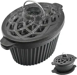 Wood Stove Steamer & Cast Iron Humidifier, 1.4 Qt Fireplace Simmer Pot with Cast Iron Trivet, Dual-Layer Design for Steaming, Humidifying and Stove Protection (Ellipse-1)