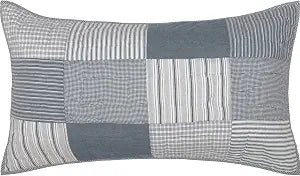 VHC Brands Farmhouse Bedding Sawyer Mill��� Cotton Patchwork Chambray King Pillow Sham, 21x37, Blue