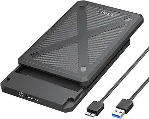 iDsonix 2.5 inch Hard Drive Enclosure USB 3.0 to SATA III Tool-Free External Hard Drive Enclosure for 7mm/9.5mm 2.5" SSD HDD with UASP, for Toshiba Samsung WD, Xbox PC TV Black