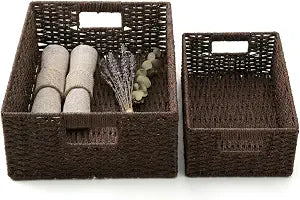 TOPZEA 2 Pack Wicker Storage Baskets with Handles Kitchen Pantry Organizer