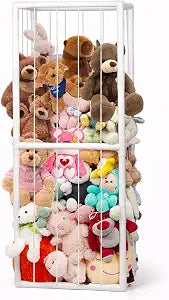 Stuffed Animal Storage, Kids Toy Zoo Storage Organizer with Elastic Band, Thicken PVC Tube Large Stuffed Animals Holder for Nursery Playroom Bedroom Room Furniture Plush Storage(White)