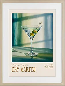 Dry Martini Still Life Kitchen, 14 x 20 Inch Framed Print Under Glass