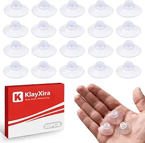 20 Pack 18mm Glass Table Suction Cups, Anti Slip Pads and Clear Bumpers for Glass Table Tops, Mini Suction Cups with Holes for Furniture, Desk, Crafts