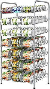 Vrisa Can Organizer for Pantry Soda Can Storage Dispenser Holder, Silver