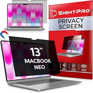 SightPro Magnetic Privacy Screen for MacBook Neo 13 Inch (2026, A18 Pro) Patented Removable Laptop Privacy Filter Shield and Protector