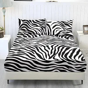 Wanyint Sheet Set Twin XL Size Breathable Fitted Bottom Sheet Soft Stain-Resistant Long Lasting Bedding Set with Deep Pockets for Twin XL Size Bed, Zebra Print
