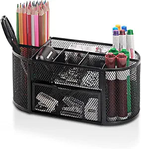 Comix Mesh Pen Holder, Desk Organizer for Home Office, Black