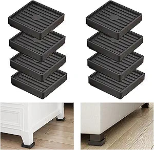 Bed Risers Heavy Duty, Set of 8, Stackable Square Furniture Risers, Black