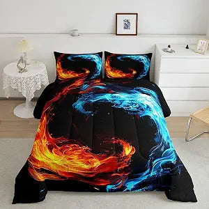 Erosebridal Yin Yang Comforter Set for Kids Teens, Ice and Fire