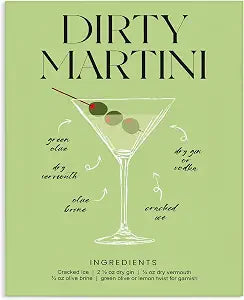 Dirty Martini Recipe Kitchen, 16 x 20 Inch Canvas Wall Art