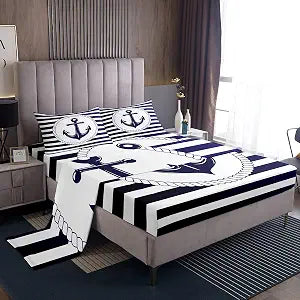 Erosebridal Nautical Sheet Set Queen Size for Kids Adults Boys