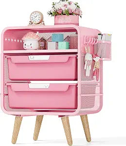 SYKIARIOL Pink Nightstand, Cute End Table with Storage Drawer