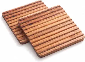 Ironwood Gourmet Sedona Trivet, Set of 2 Acacia Wood Hot Dish Holder