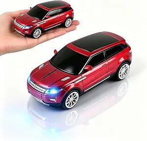 Wireless Car Mouse Red with LED Headlight Sports Car Shape 2.4GHz Optical USB Computer Mouse, 1600 DPI, 3 Buttons, Portable Small Mouse for Laptop PC Chromebook, Gift for Kids Teens Students
