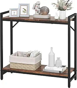 Livofloral Narrow Console Table, Small Entryway Table with 2 Support Bar, Thin Sofa Table, Small Couch Table, Display Table, Side Table for Living Room, Hallway, Bedroom, Rustic Brown