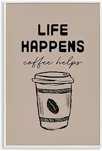 Coffee Helps Kitchen Quote, 12 x 18 Inch Framed Gicle Print