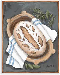Bread Baking Basket Kitchen, 11 x 14 Inch Mounted Print on Wall Plaque