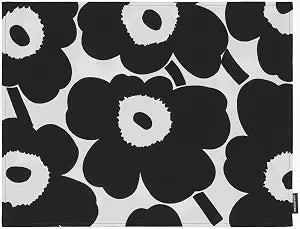 MARIMEKKO Unikko Placemat Refine Your Dining Room with Our Iconic Table Decor Stylish Black and White Placemats to Elevate Your Dining Experience (12 in x 16 in)