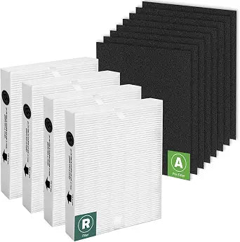 HPA100 Replacement Filters for Honeywell Air Purifier,Compatible with HPA100,HPA094, HPA104, HPA105 HPA3100, HPA5100,4 True HEPA R Filter + 8 Activated Carbon Pre-Filter A,Part No. HRF-ARVP100
