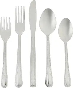 Gibson Home Aston 45-Piece Stainless Steel Flatware Set with Tray and Serving Utensils Silverware Service for 8