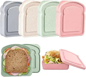 NADUSEP Sandwich Containers, Sandwich Containers for Lunch Boxes Plastic Toast Shape Food Storage Sandwich Box with Lid, BPA Free and Reusable, Microwave & Dishwasher Safe, for Family or Adults