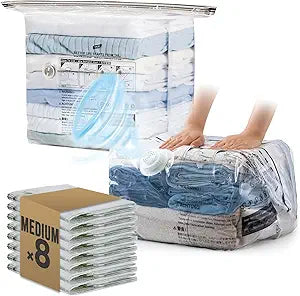 TAILI 8 Pack Cube Vacuum Storage Bags, Medium Size (25x19x11 inch), Clear