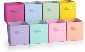 Sorbus 8-Pack Storage Cubes, Collapsible Fabric Baskets (11", Pastel)