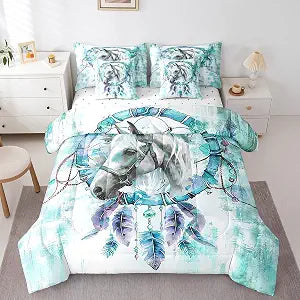 Erosebridal Horse Comforter Set, Farm Animal Bedding, Twin 7 Pieces