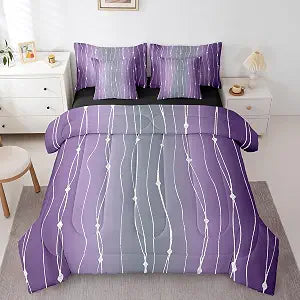 Erosebridal Grey Purple Ombre Comforter Set Twin Size, 7 Pc Bed in a Bag