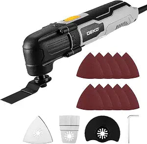 DEKOPRO Oscillating Multi Tools 2.5-Amp: 3000-22000 RPM Electric Corded Multi Tool, 6-Speed Control, 3 Oscillating Tools Angle, Soft-Grip Oscillating Saw for Wood, Plastic, Metal